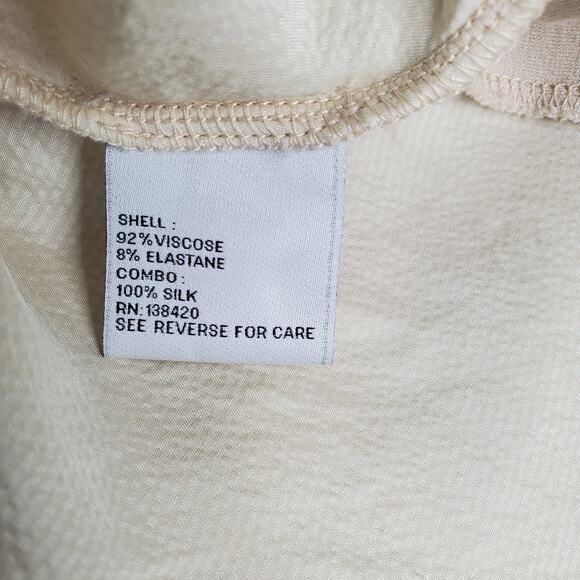 Perse By Carlisle Silk Pullover Hoodie Sweater Beige - Size 10 - Picture 9 of 12